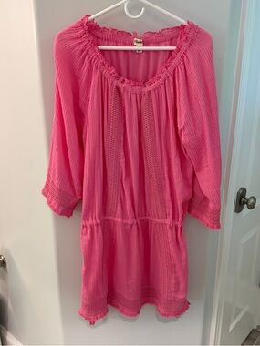 Hatley Pink Gauze Peasant Tunic Coverup Swim Dress Organic Cotton Women’s Sz S